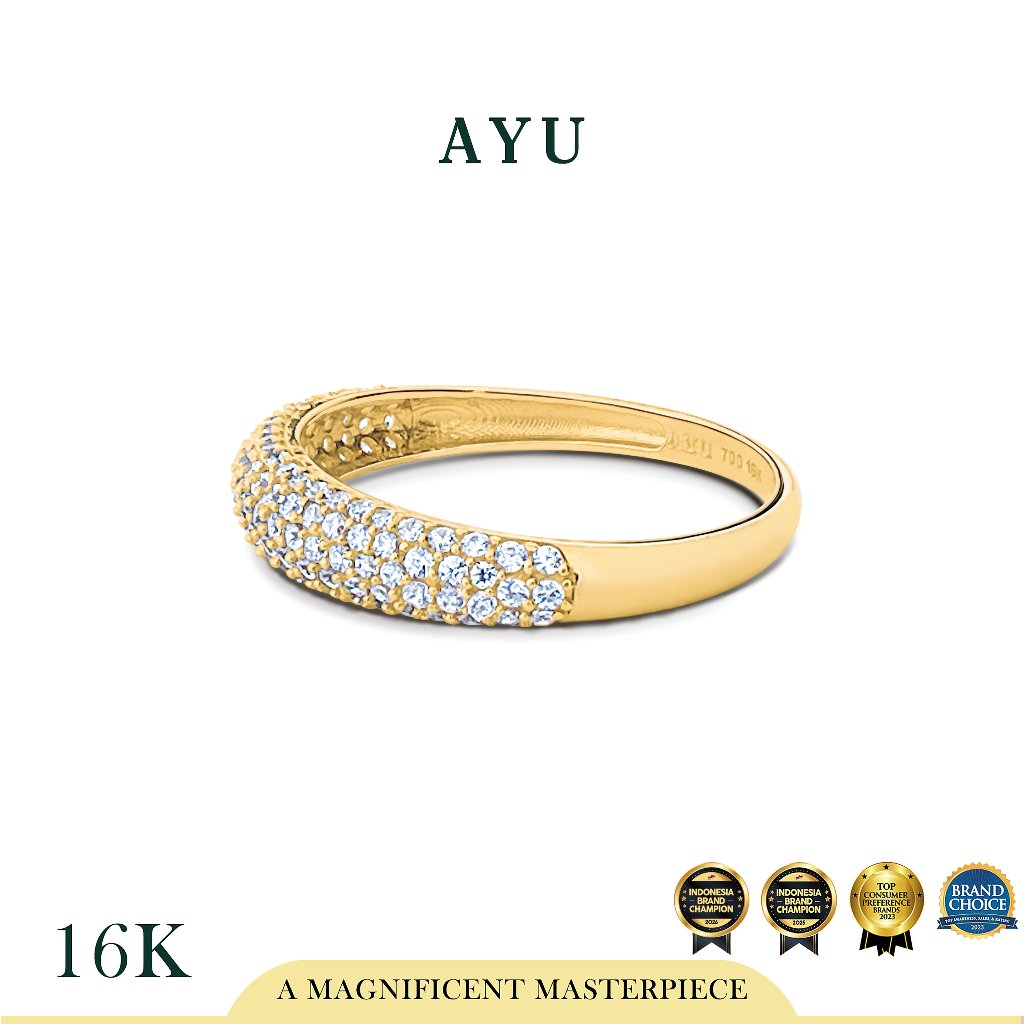 AYU Cincin Emas - Pave Globe Ring 16k Yellow Gold