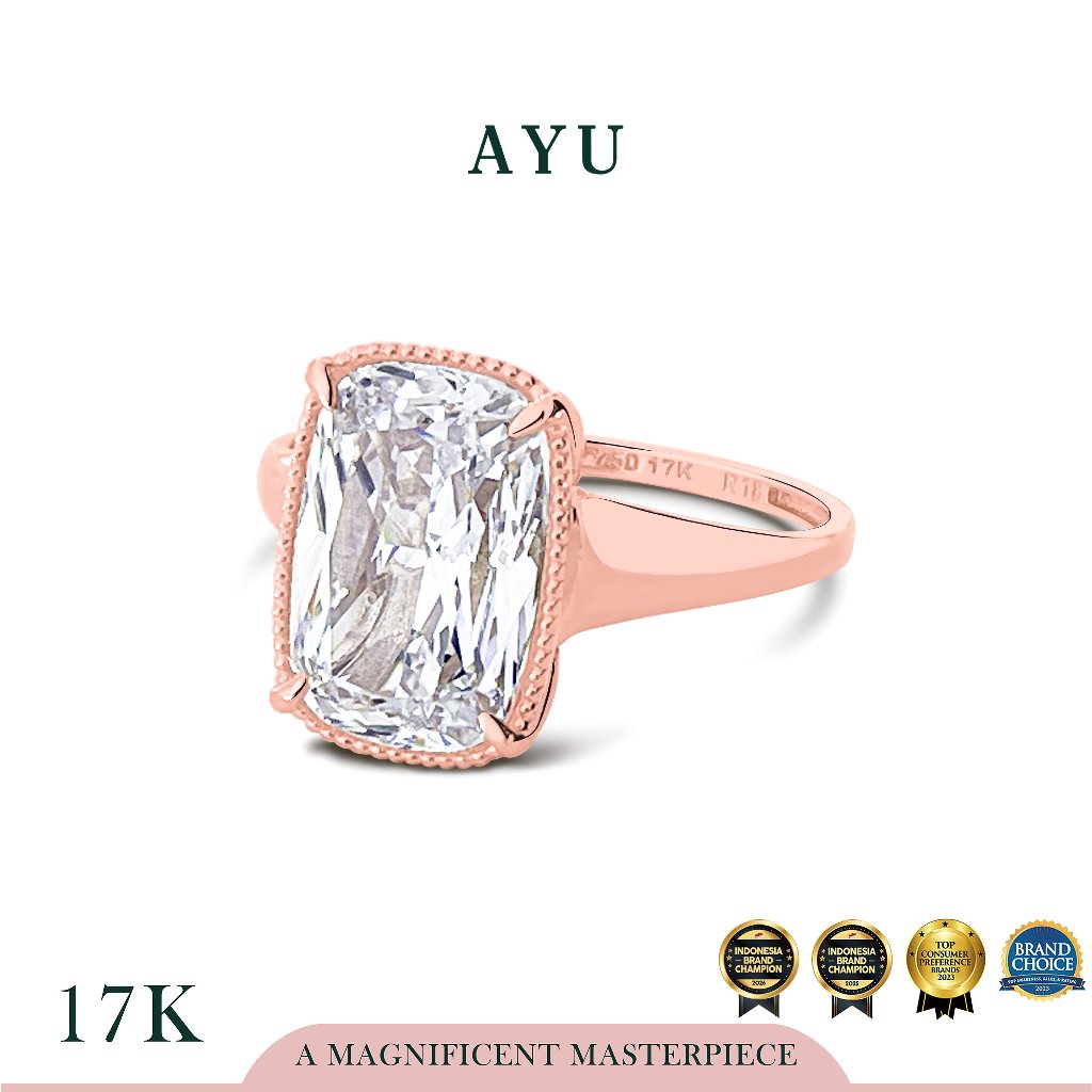 AYU Cincin Emas - The Ophelia Solitaire 17K Rose Gold