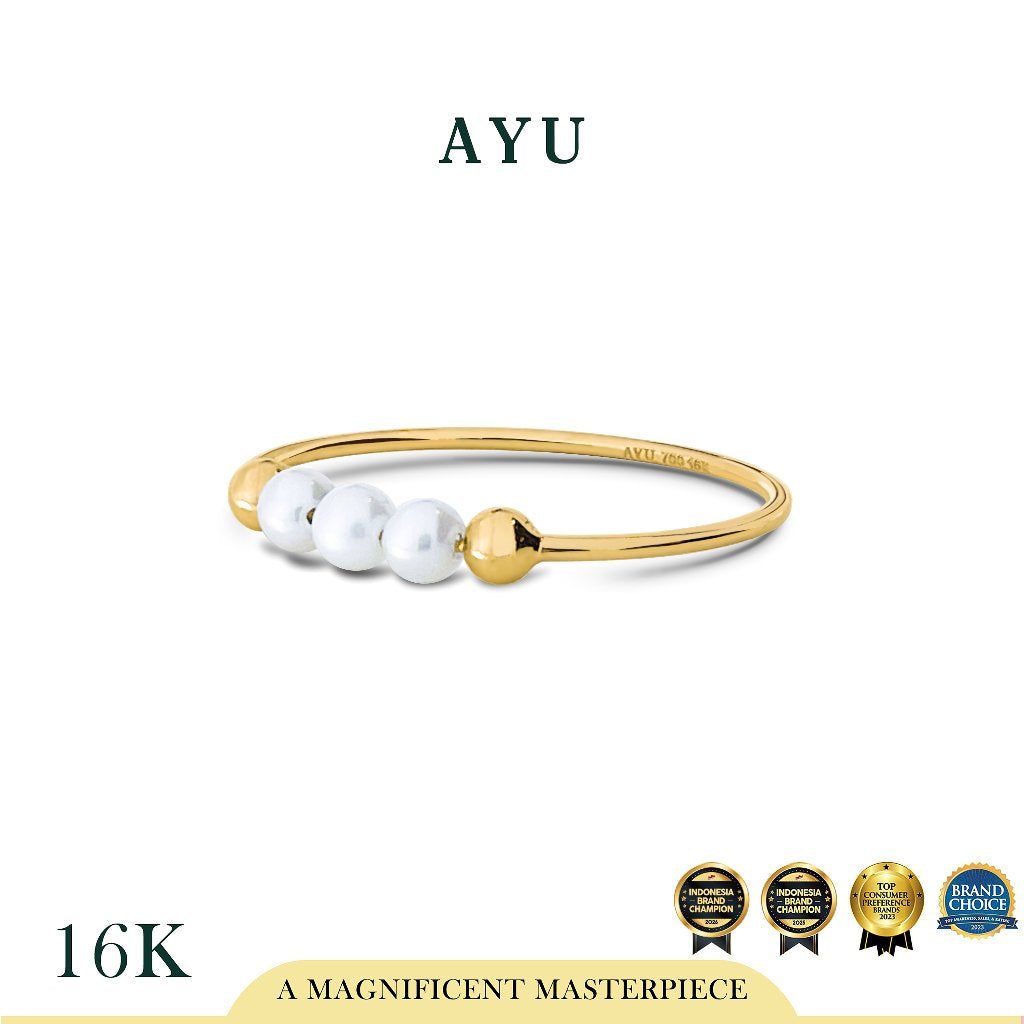 AYU Cincin Emas - Pearls On Benang Ring 16k Yellow Gold