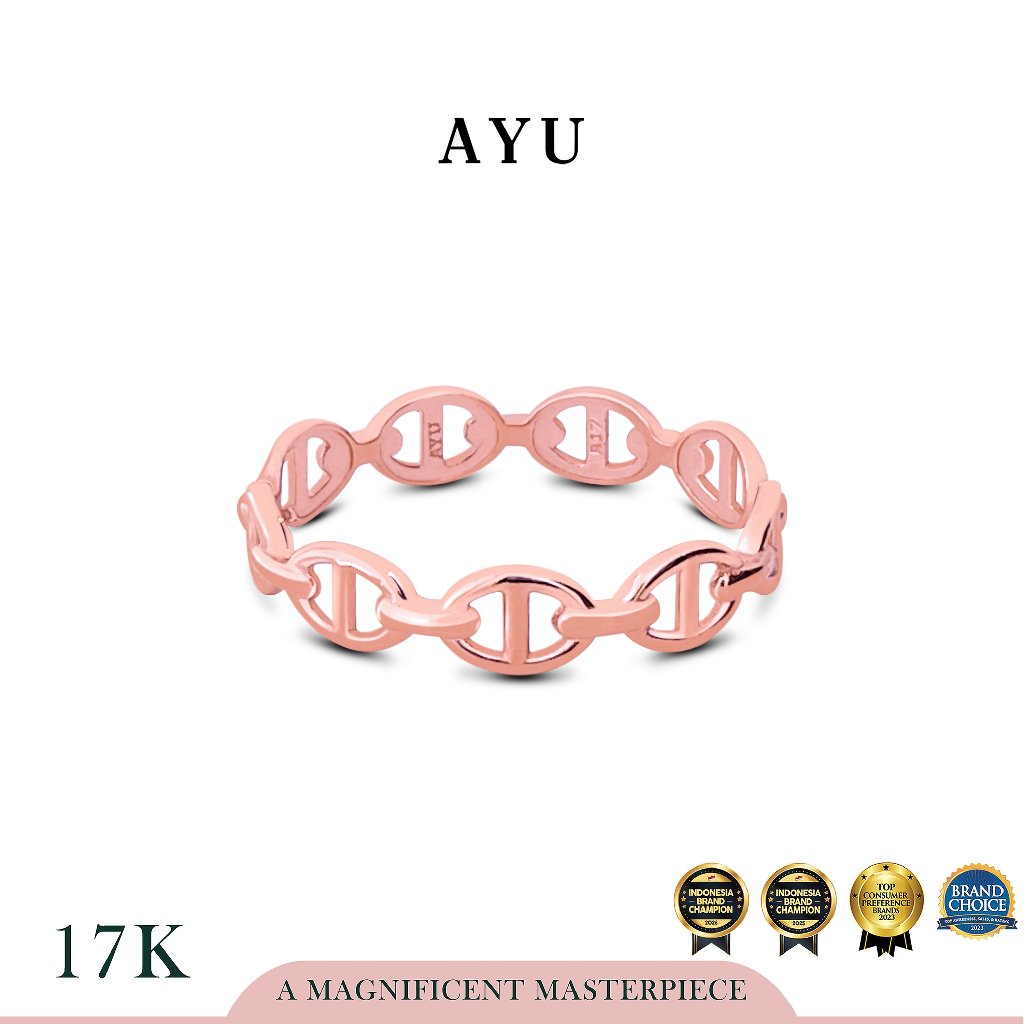 AYU Cincin Emas - Oval Link Stack 17k Rose Gold
