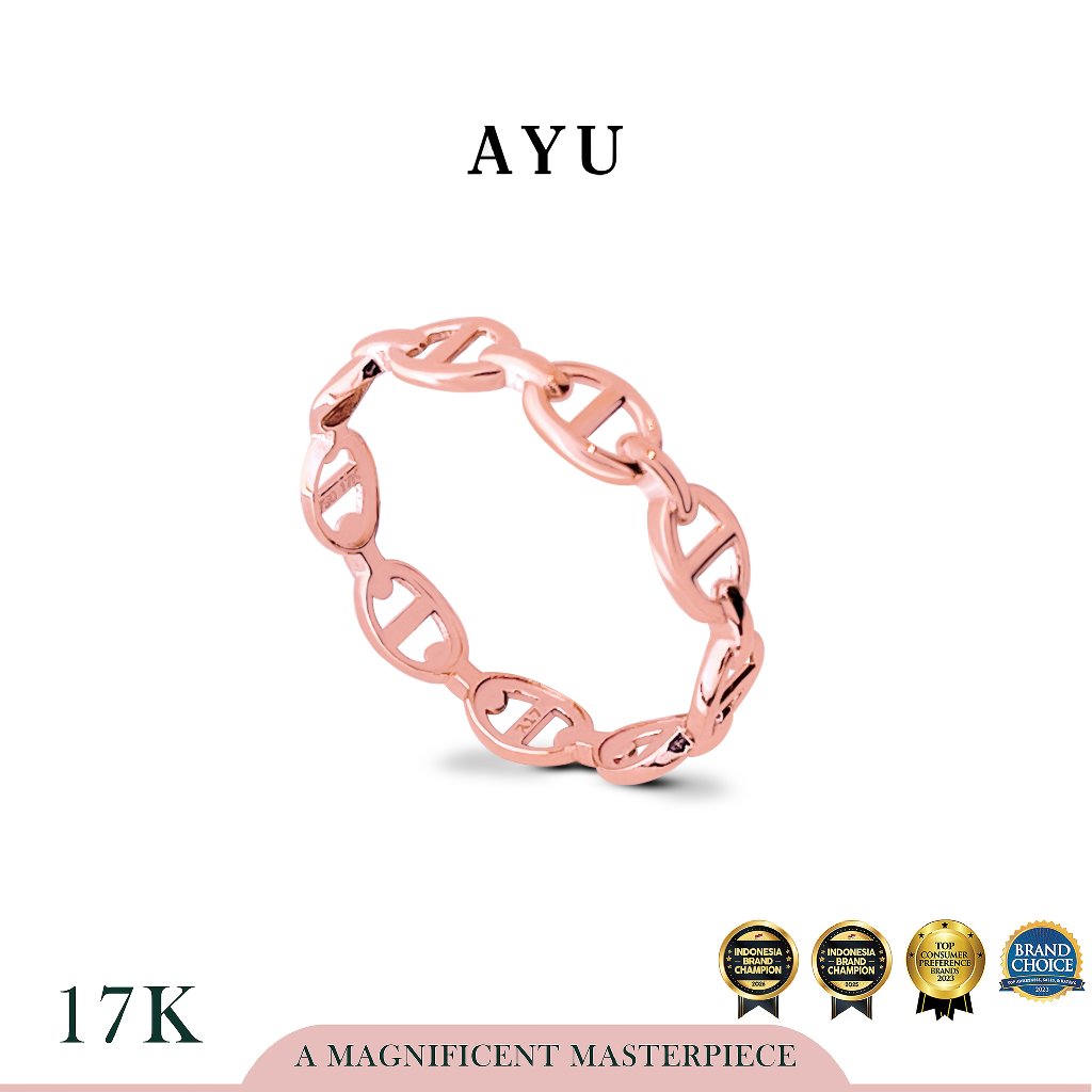 AYU Cincin Emas - Oval Link Stack 17k Rose Gold