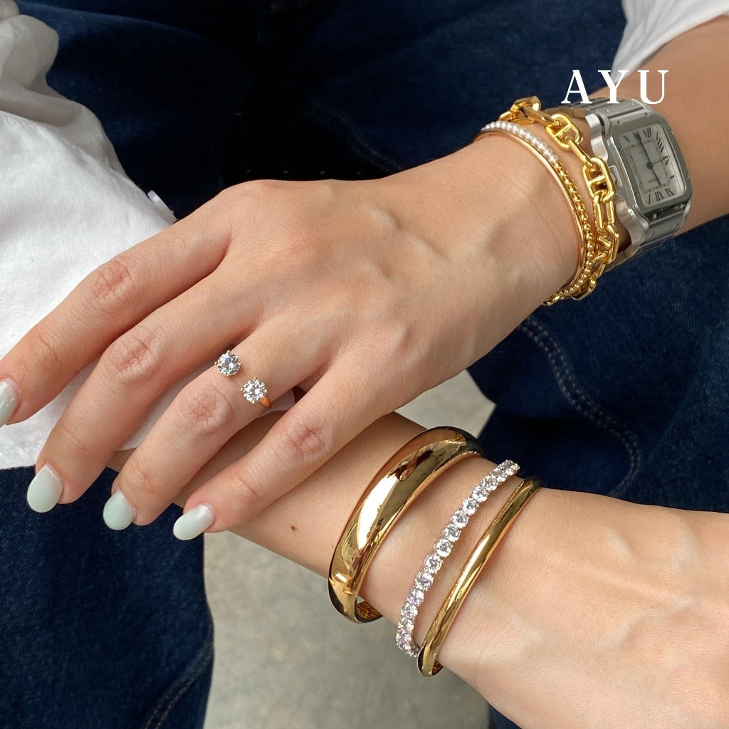 AYU Gelang Emas - Glam Classic Eternity Bracelet 17k White Gold