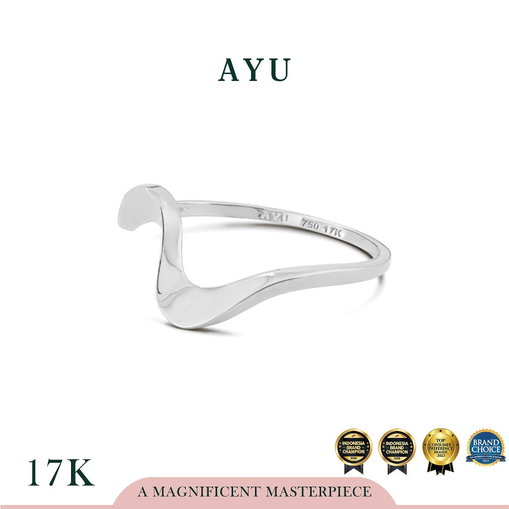AYU Cincin Emas - Swaying Slow Wave Ring 17k White Gold
