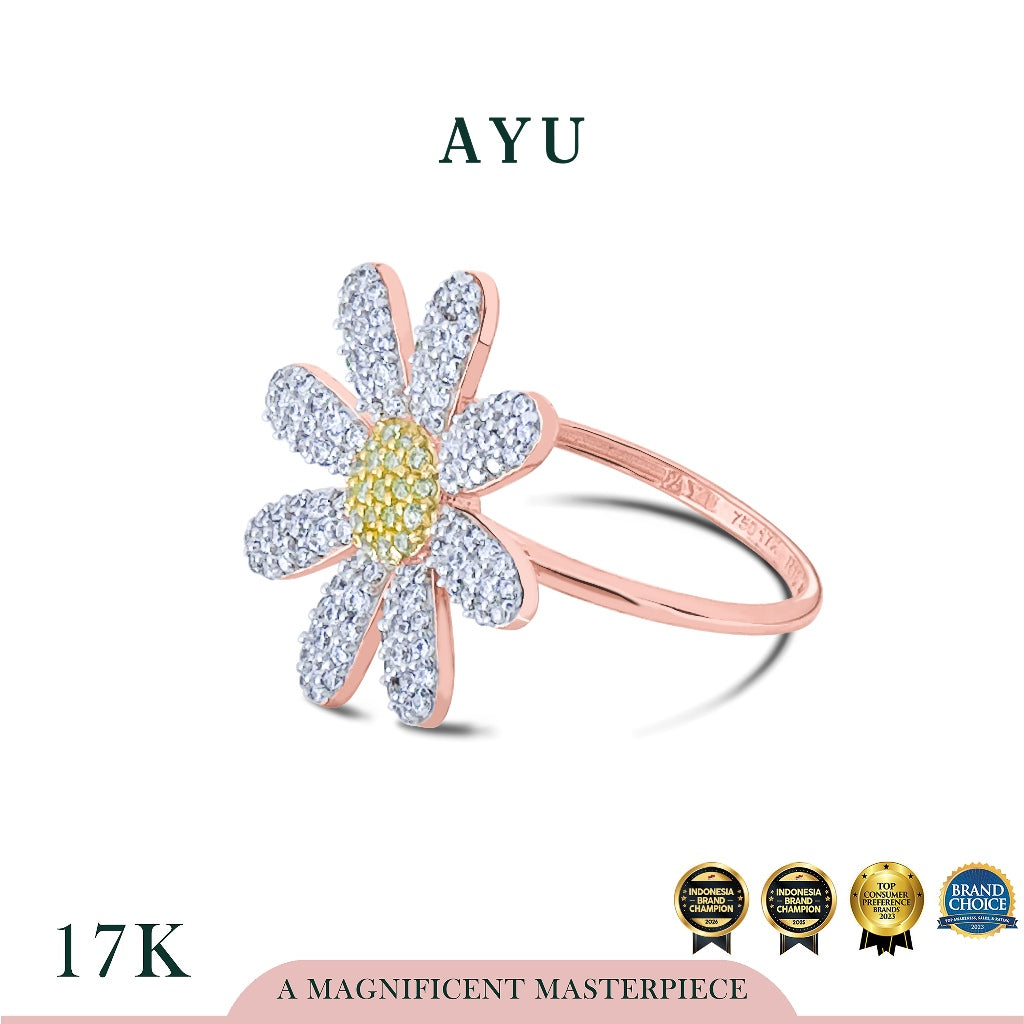 AYU Cincin Emas - Blooming G Daisy Ring 17k Rose Gold