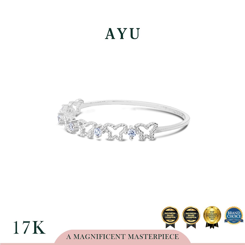 AYU Cincin Emas - Twinkling Mini Butterflies Ring 17K White Gold