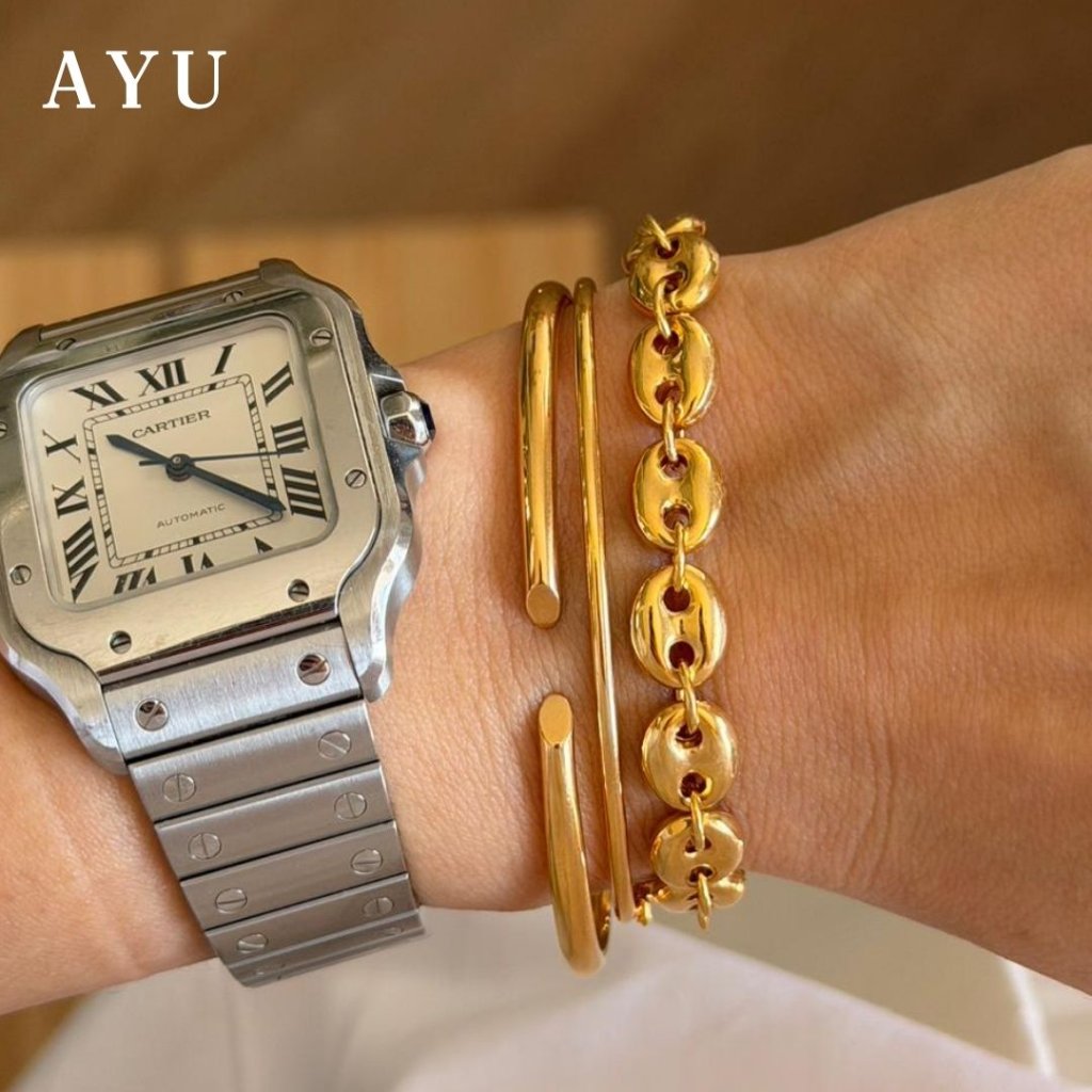 AYU Gelang Emas - Gold Edge Wire Bangle 17k Rose Gold