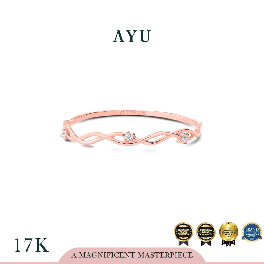 AYU Cincin Emas - Twinkling Wave Ring 17k Rose Gold