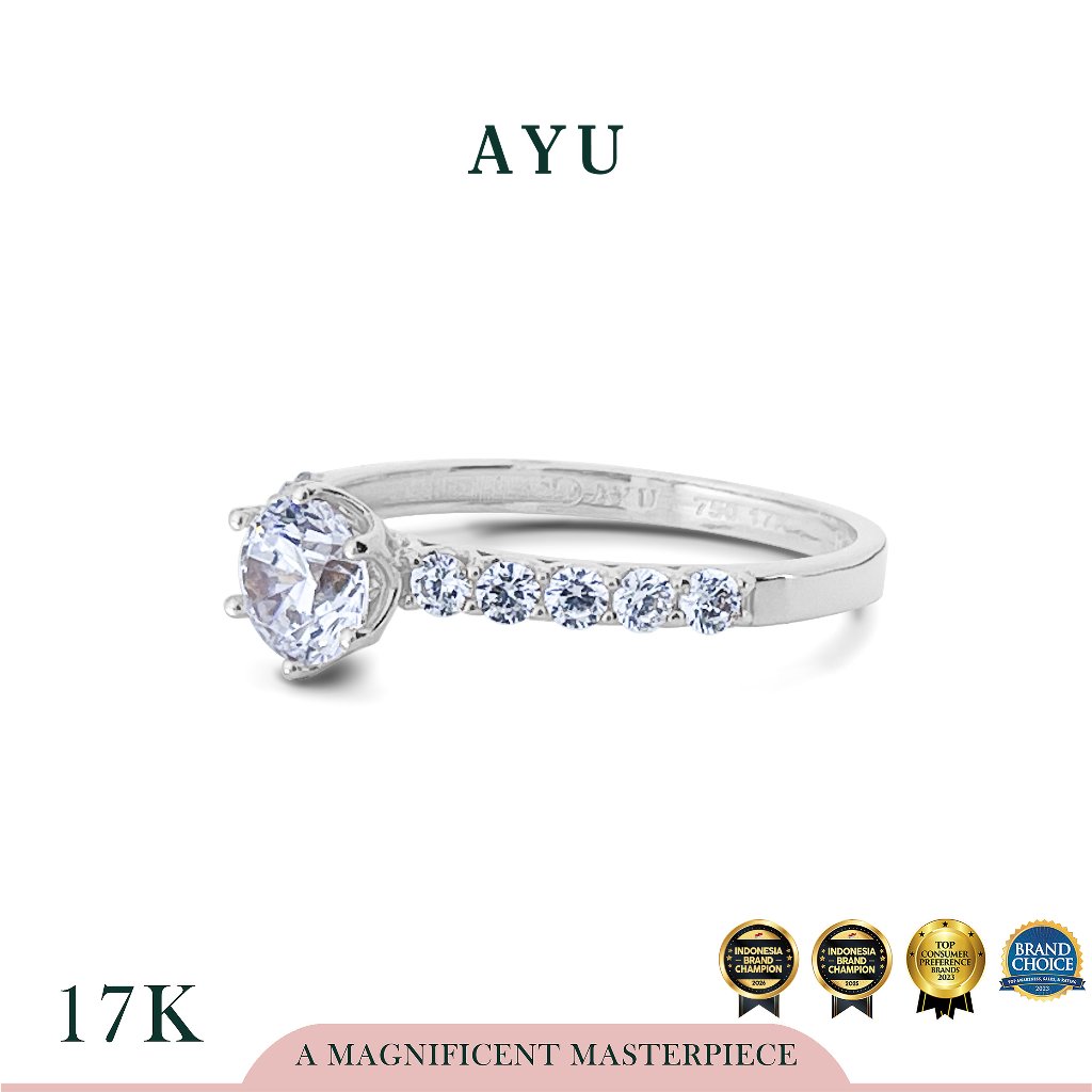 AYU Cincin Emas - Baby Gigi 6 Prong Solitaire Ring 17k White Gold