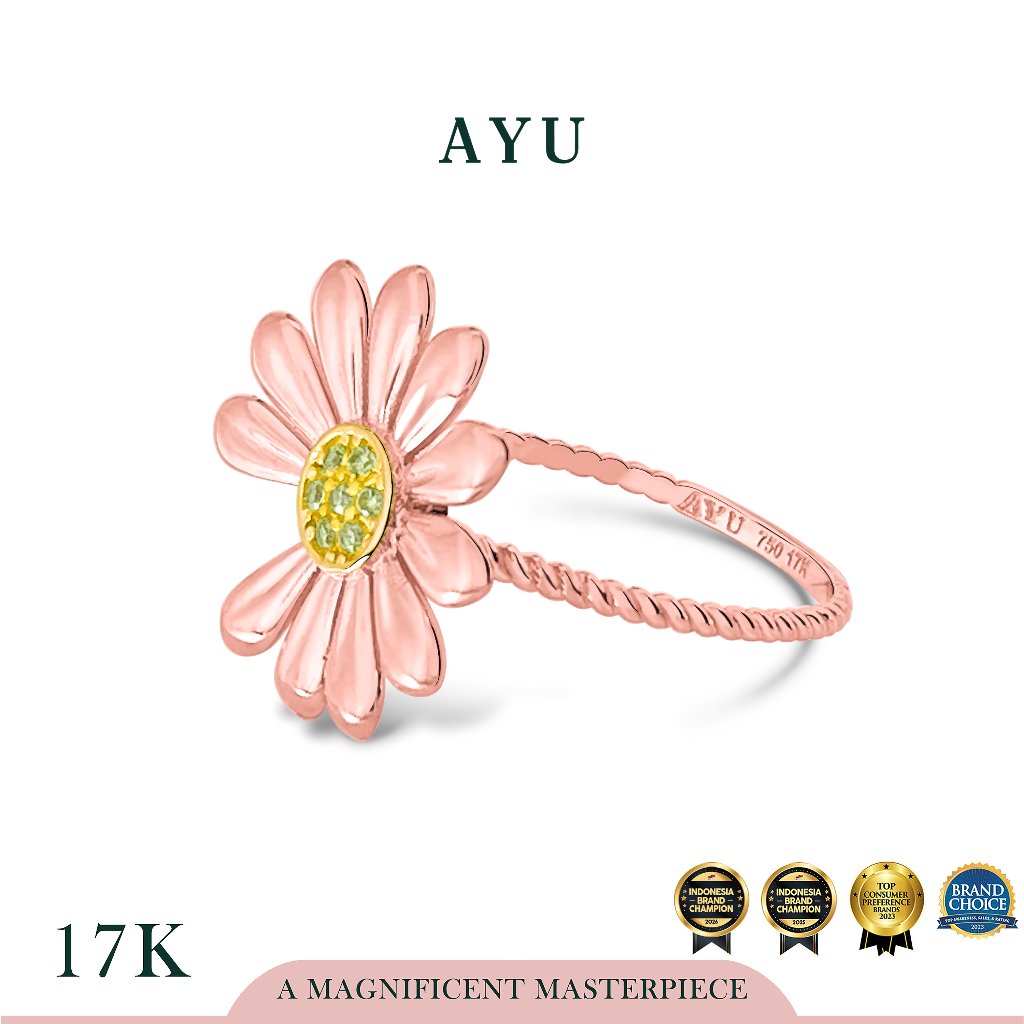 AYU Cincin Emas - Golden G Daisy Twist Ring 17k Rose Gold