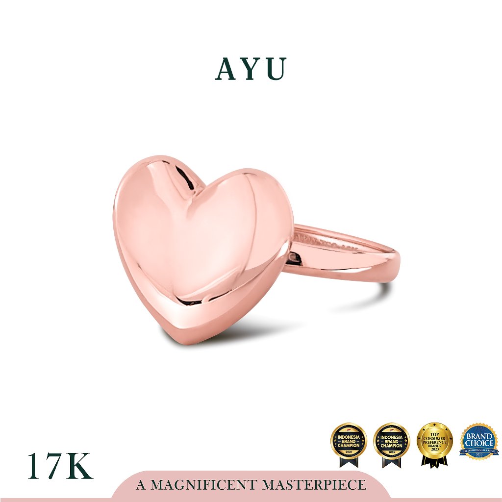 AYU Cincin Emas - Gold Chubby Heart Ring 17k Rose Gold
