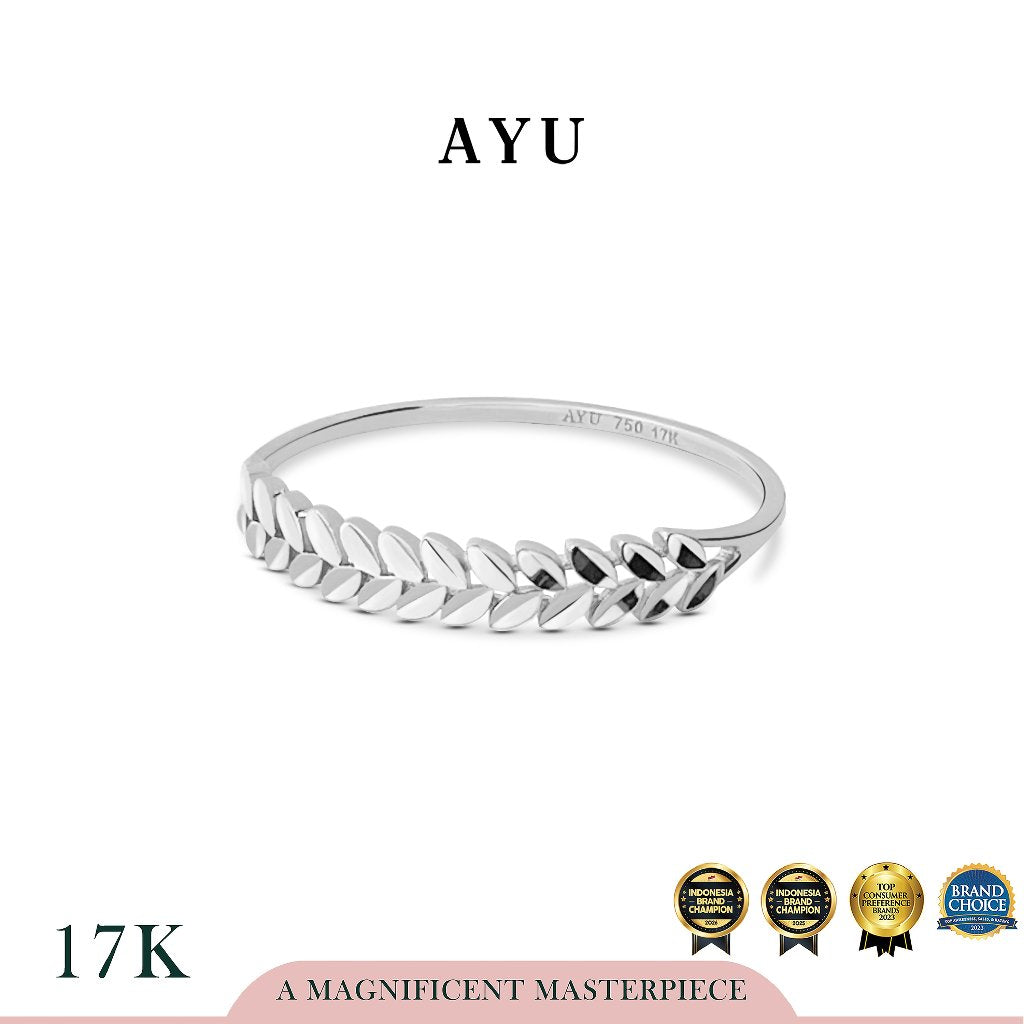 AYU Cincin Emas - Angel Vine Half Band Ring 17k White Gold
