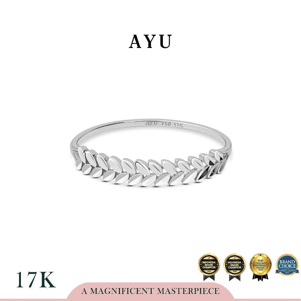 AYU Cincin Emas - Angel Vine Half Band Ring 17k White Gold