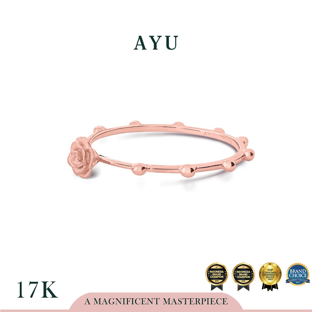 AYU Golden Rose With Spaced Pepper Ring 17K Rose Gold