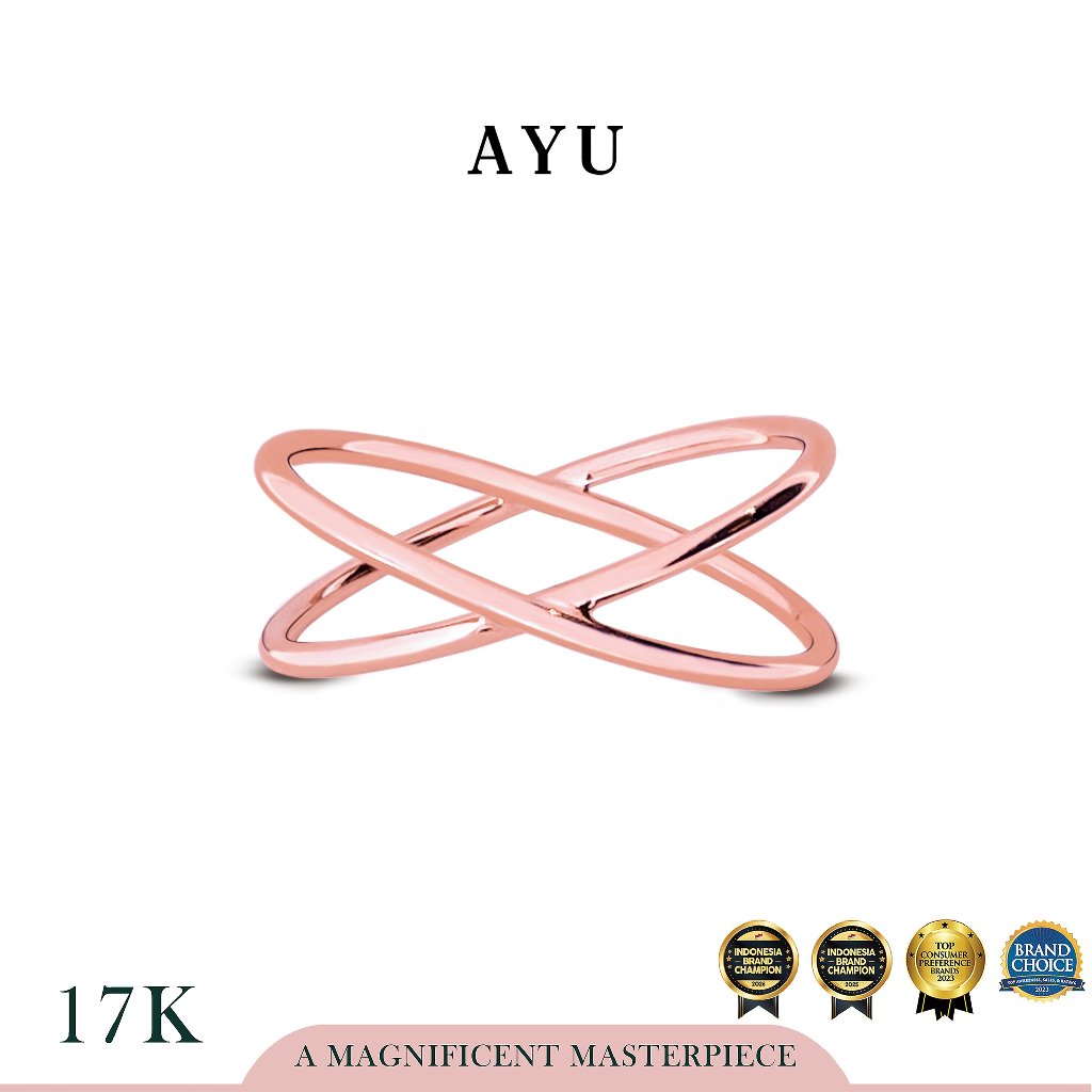 AYU Cincin Emas - X Thin Ring 17k Rose Gold
