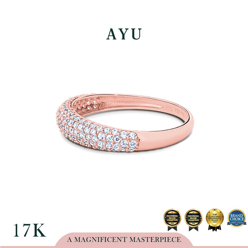 AYU Cincin Emas - Pave Globe Ring 17k Rose Gold