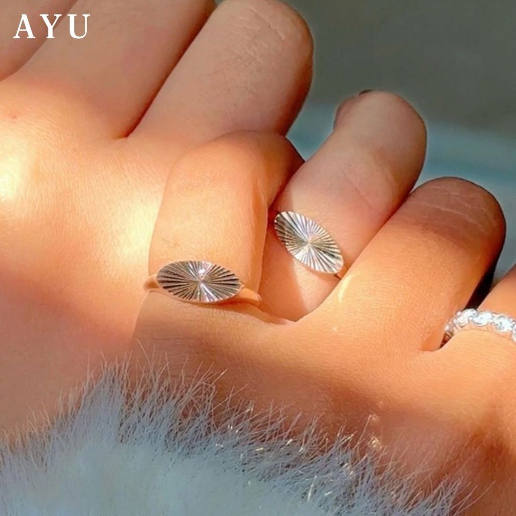 AYU Cincin Emas - Ellipse Bling Signet Ring 16k Yellow Gold
