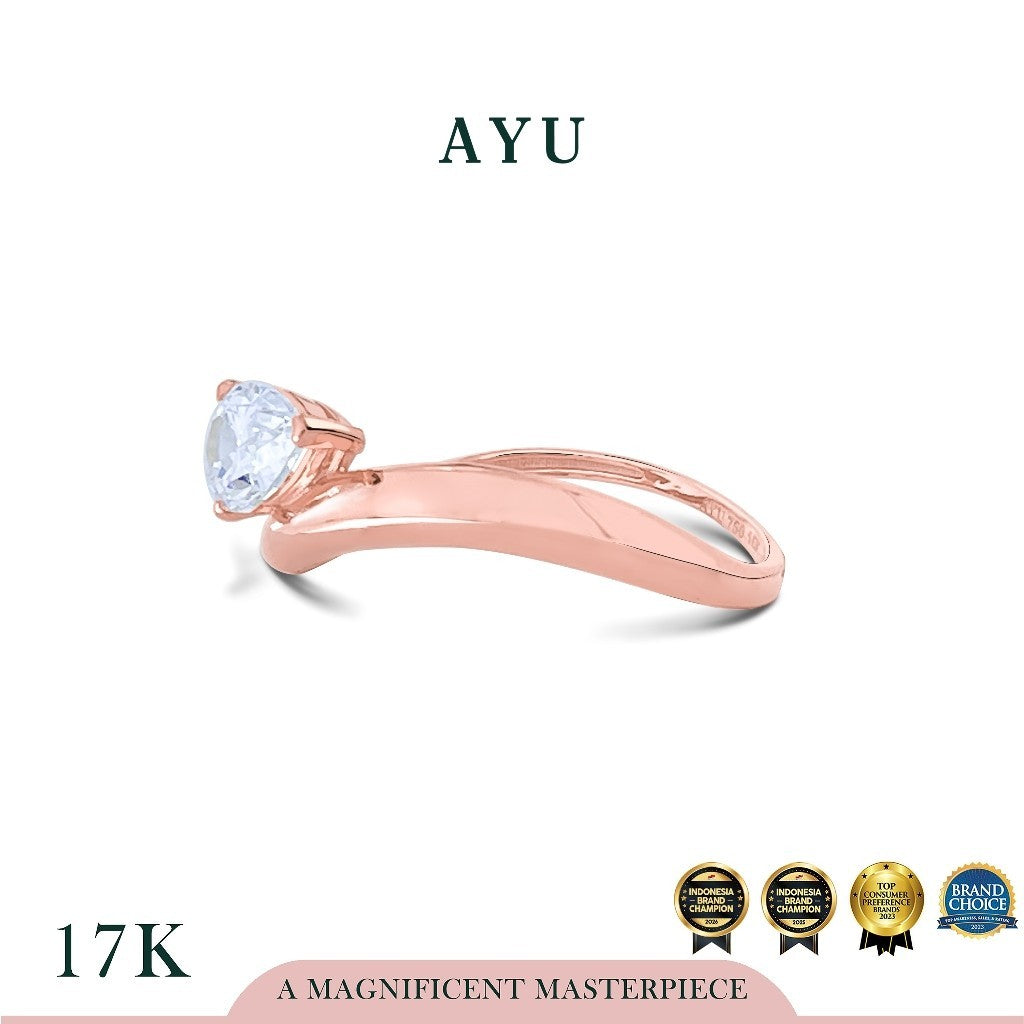 AYU Cincin Emas - Floating Teardrop Ring 17k Rose Gold