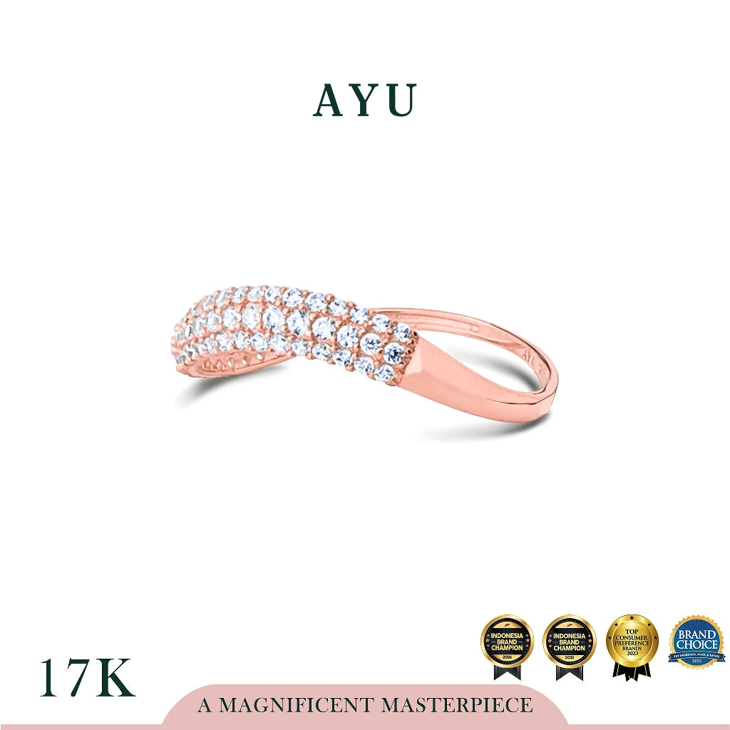 AYU Cincin Emas - Pave Floating Ring 17k Rose Gold
