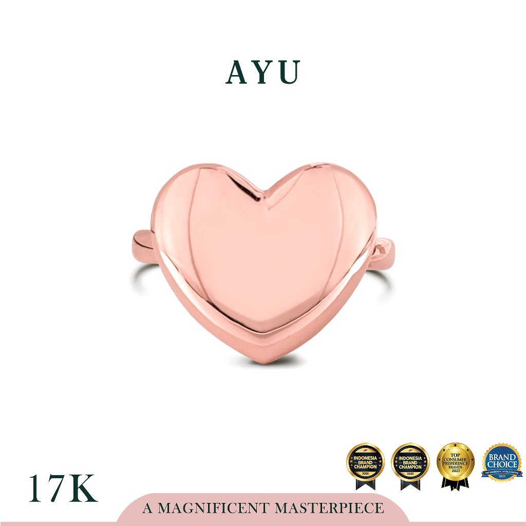 AYU Cincin Emas - Gold Chubby Heart Ring 17k Rose Gold