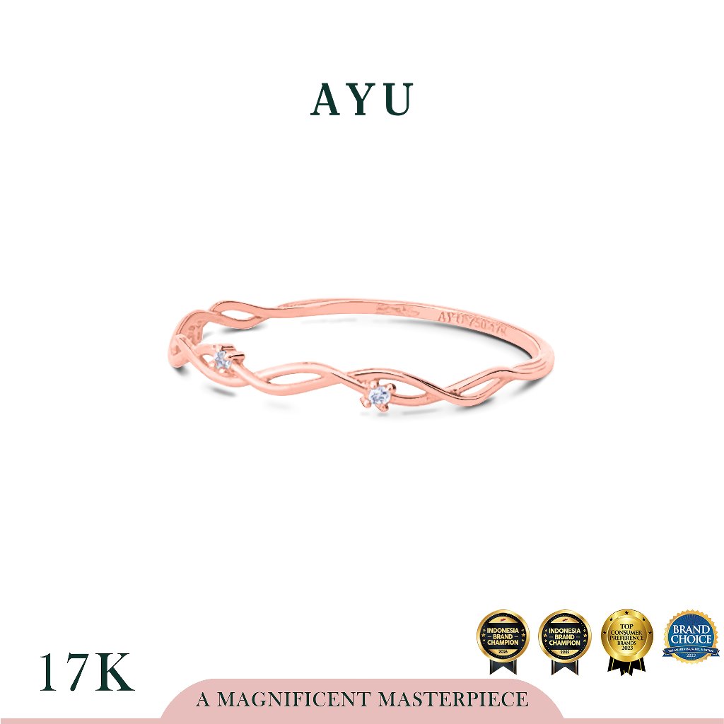 AYU Cincin Emas - Twinkling Wave Ring 17k Rose Gold