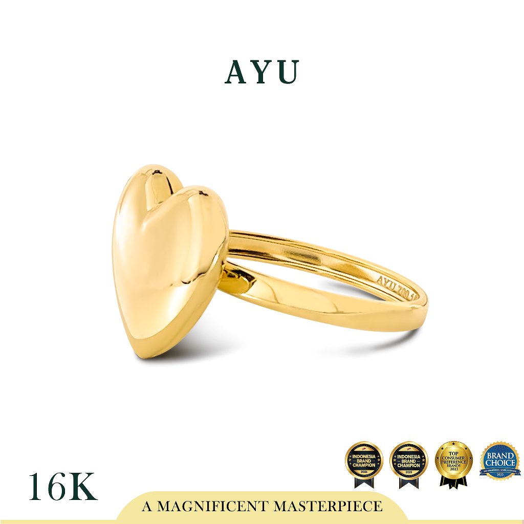 AYU Cincin Emas - Gold Chubby Heart Ring 16k Yellow Gold