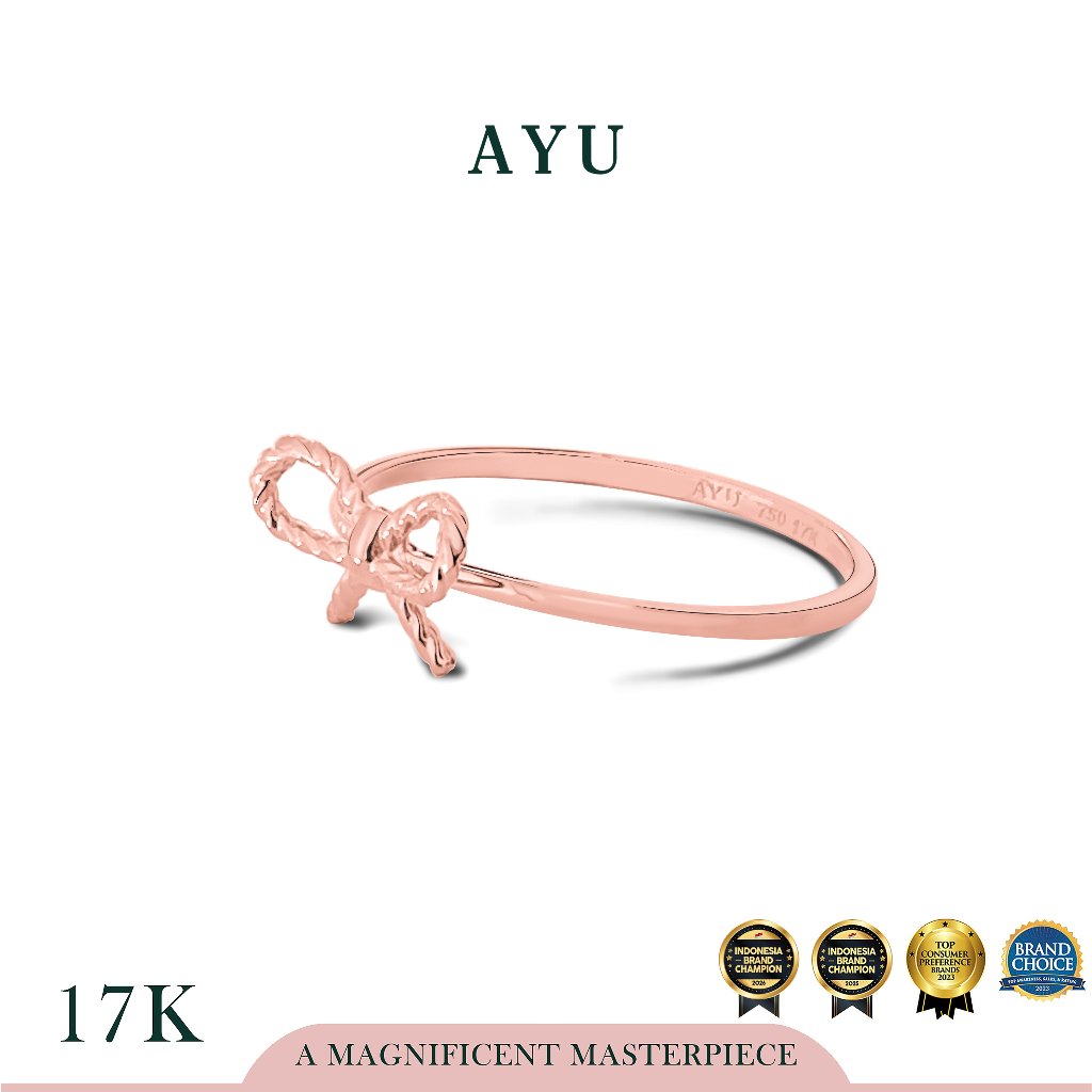 AYU Cincin Emas - Twist Ribbon Ring 17K Rose Gold