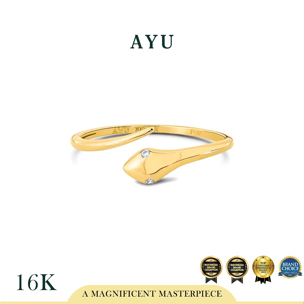 AYU Cincin Emas - Gold Sleek Serpent Ring 16k Yellow Gold