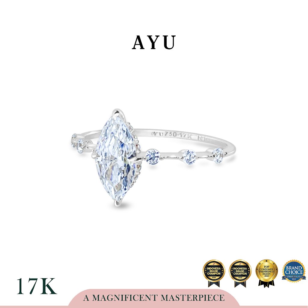 The AYU Mini Selly Spaced Ring 17k White Gold