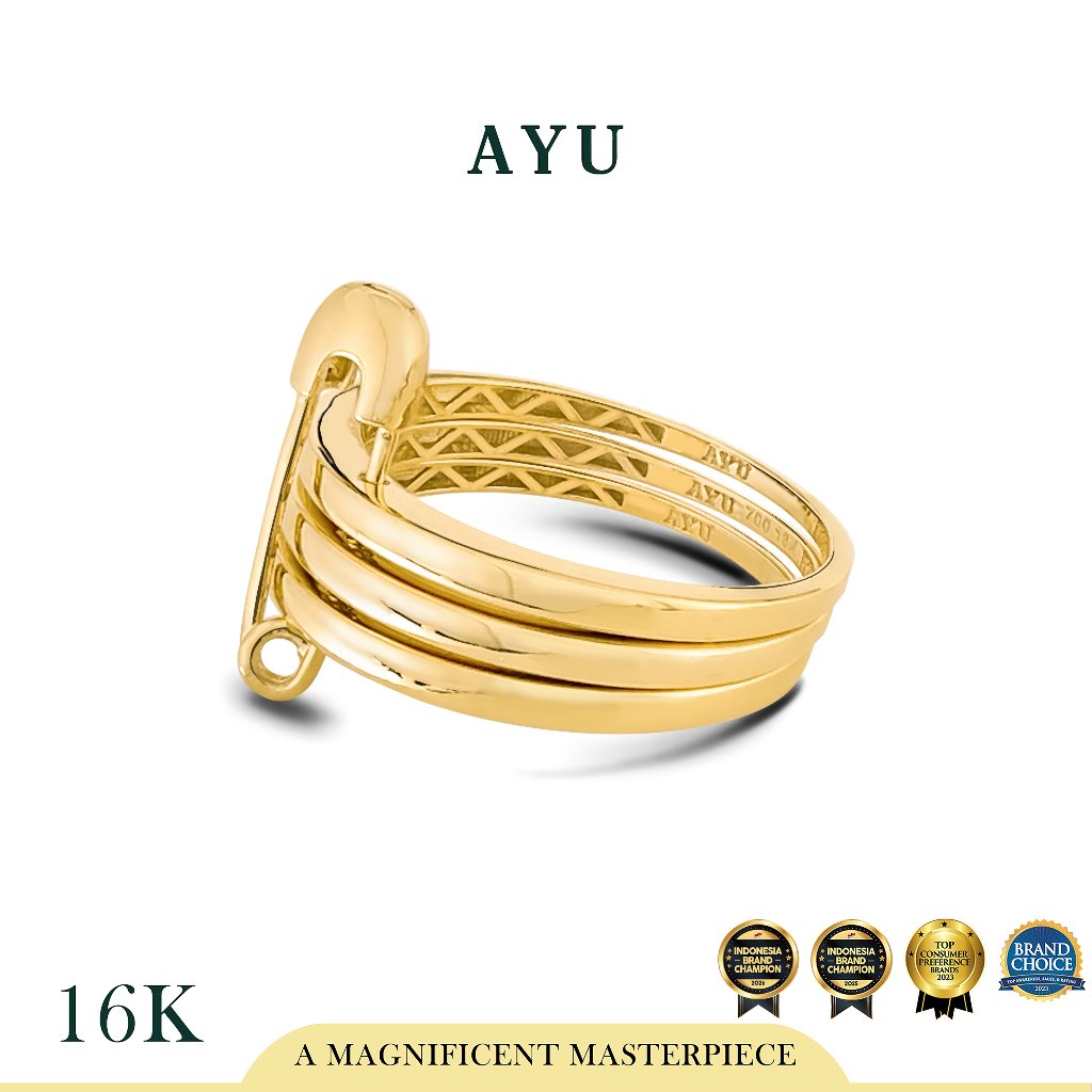 AYU Cincin Emas - Triple Pin Ring 16k Yellow Gold
