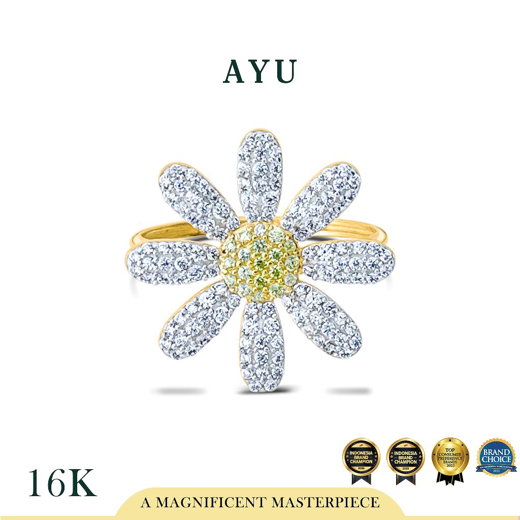 AYU Cincin Emas - Blooming G Daisy Ring 16k Yellow Gold