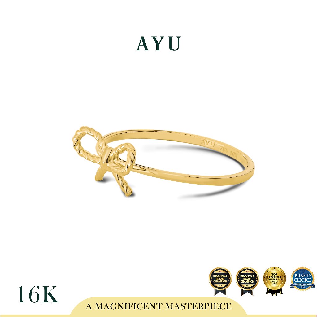 AYU Cincin Emas - Twist Ribbon Ring 16k Yellow Gold