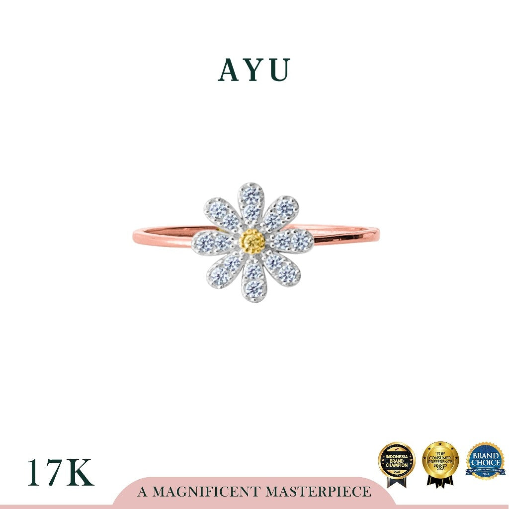 AYU Cincin Emas - Small G Daisy Ring 17k Rose Gold