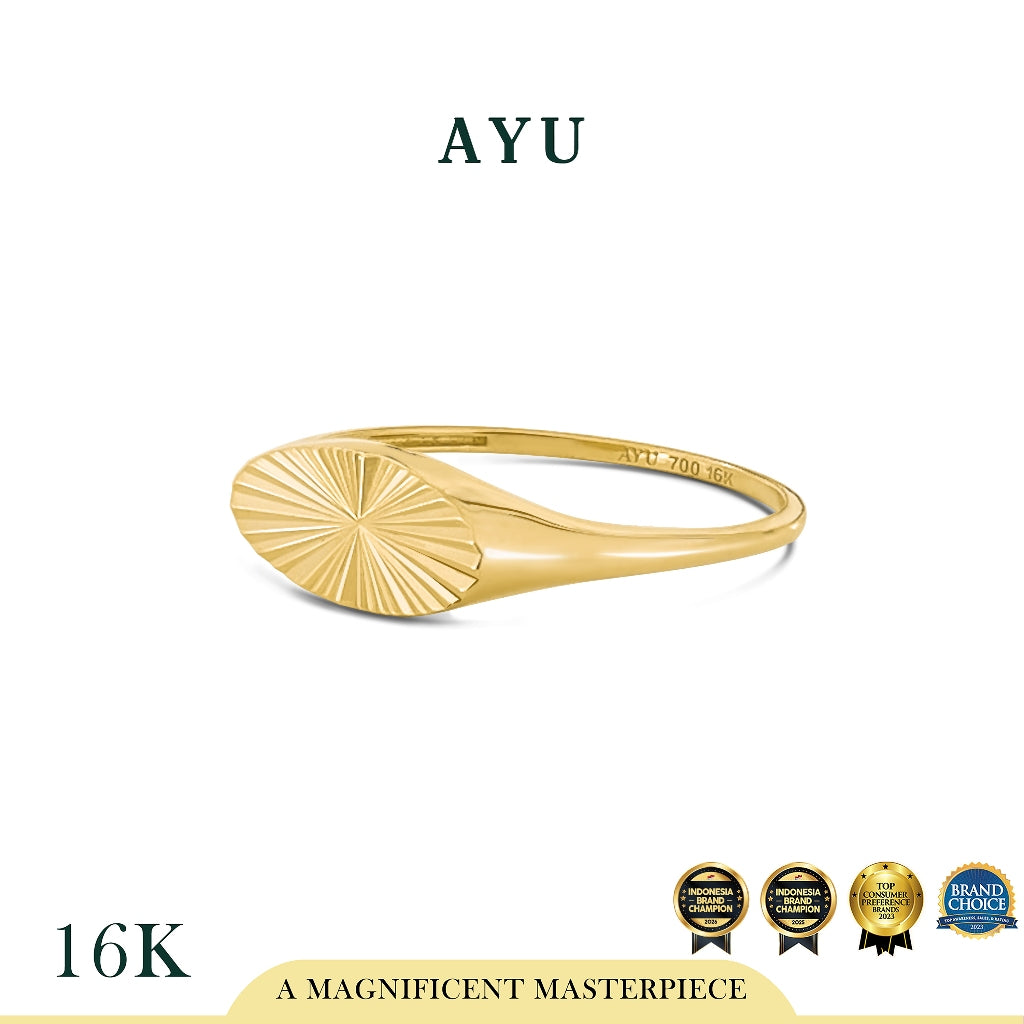 AYU Cincin Emas - Ellipse Bling Signet Ring 16k Yellow Gold