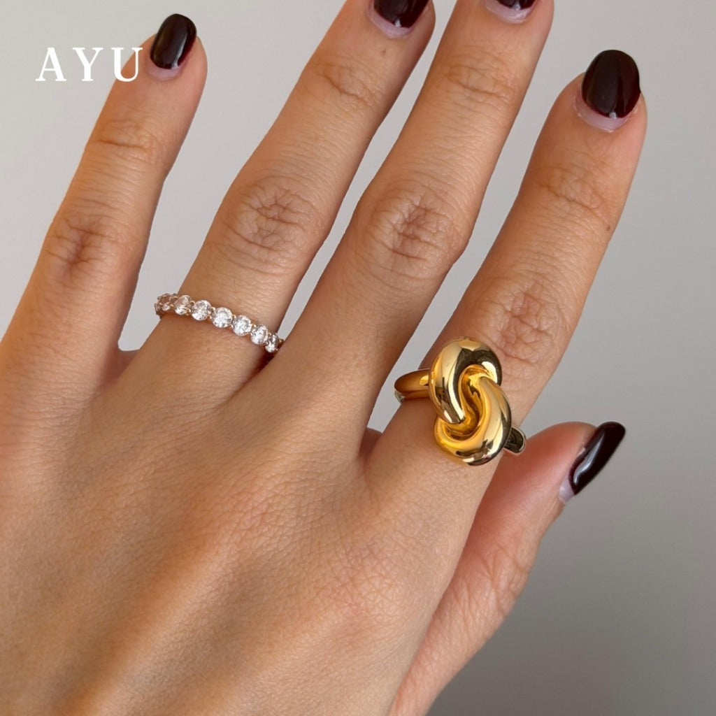 AYU Cincin Emas - Large Forget Me Knot Ring 16k Yellow Gold