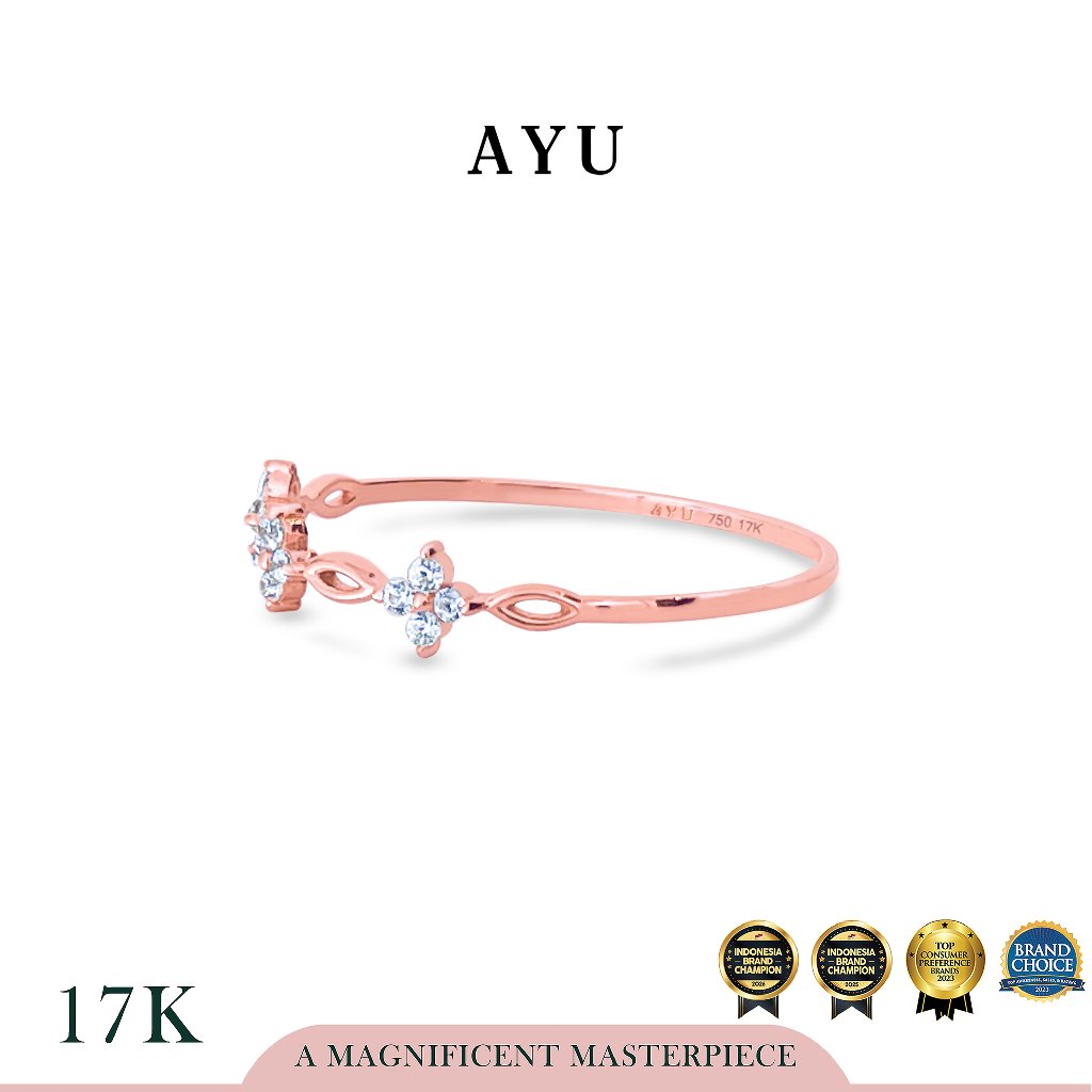 AYU Cincin Emas - 3 Blossom Ring 17k Rose Gold