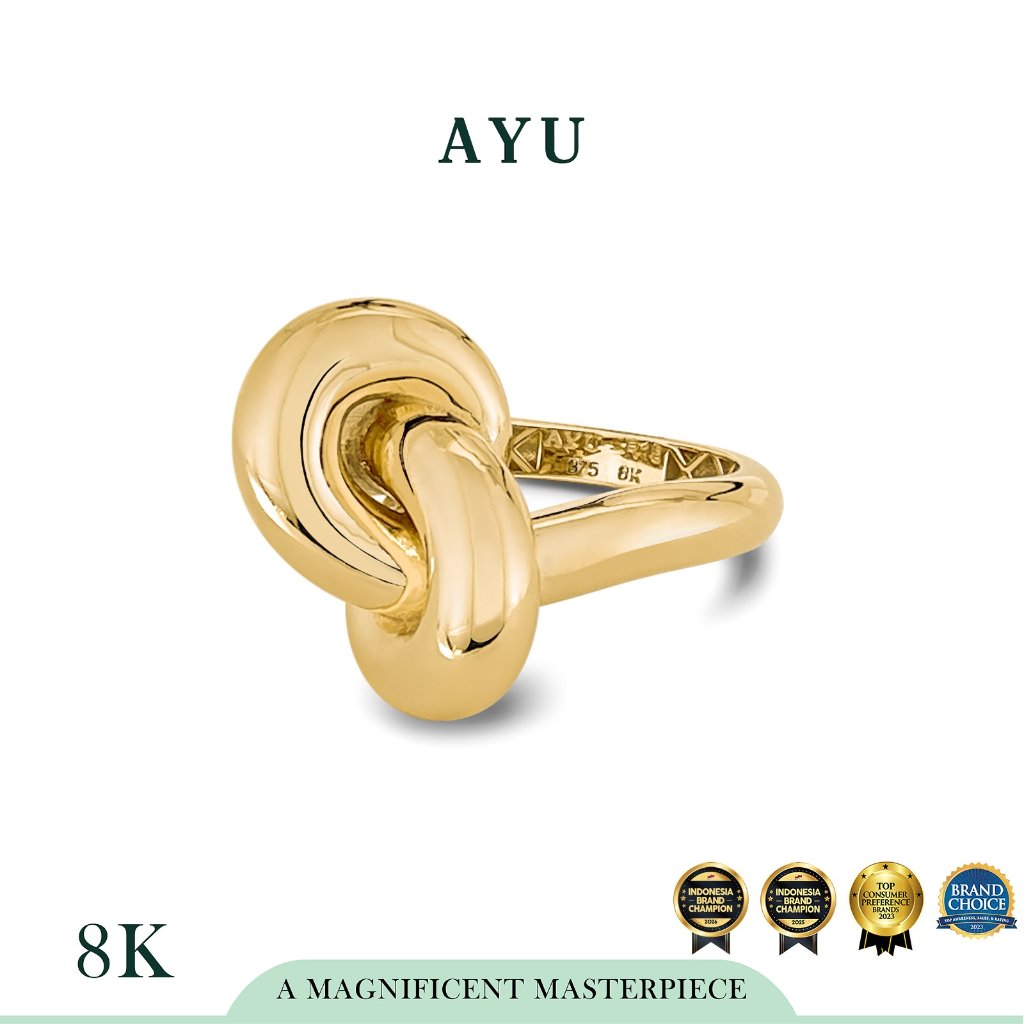 AYU Cincin Emas - Large Forget Me Knot Ring 8k Yellow Gold