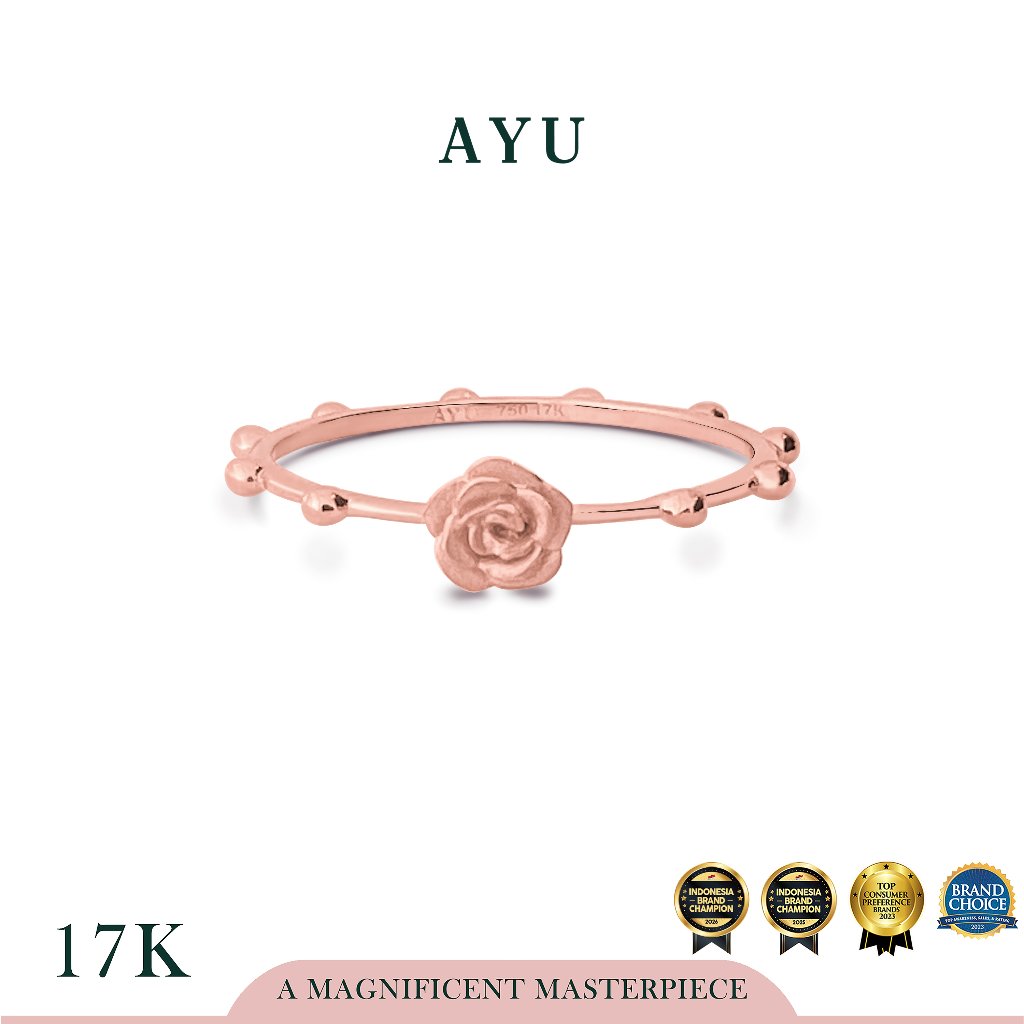 AYU Golden Rose With Spaced Pepper Ring 17K Rose Gold