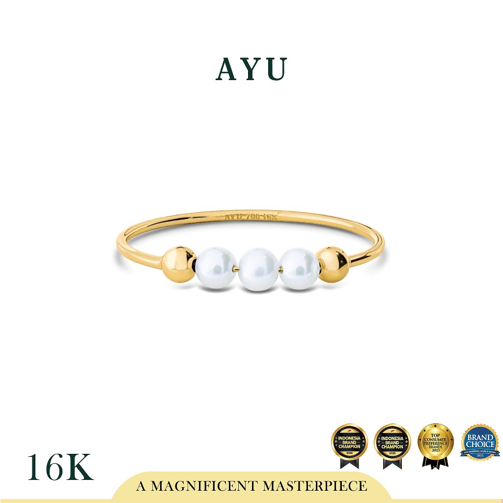 AYU Cincin Emas - Pearls On Benang Ring 16k Yellow Gold