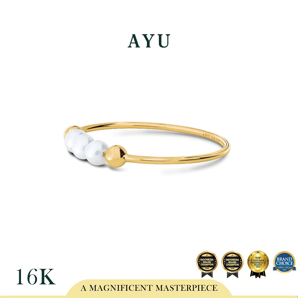 AYU Cincin Emas - Pearls On Benang Ring 16k Yellow Gold