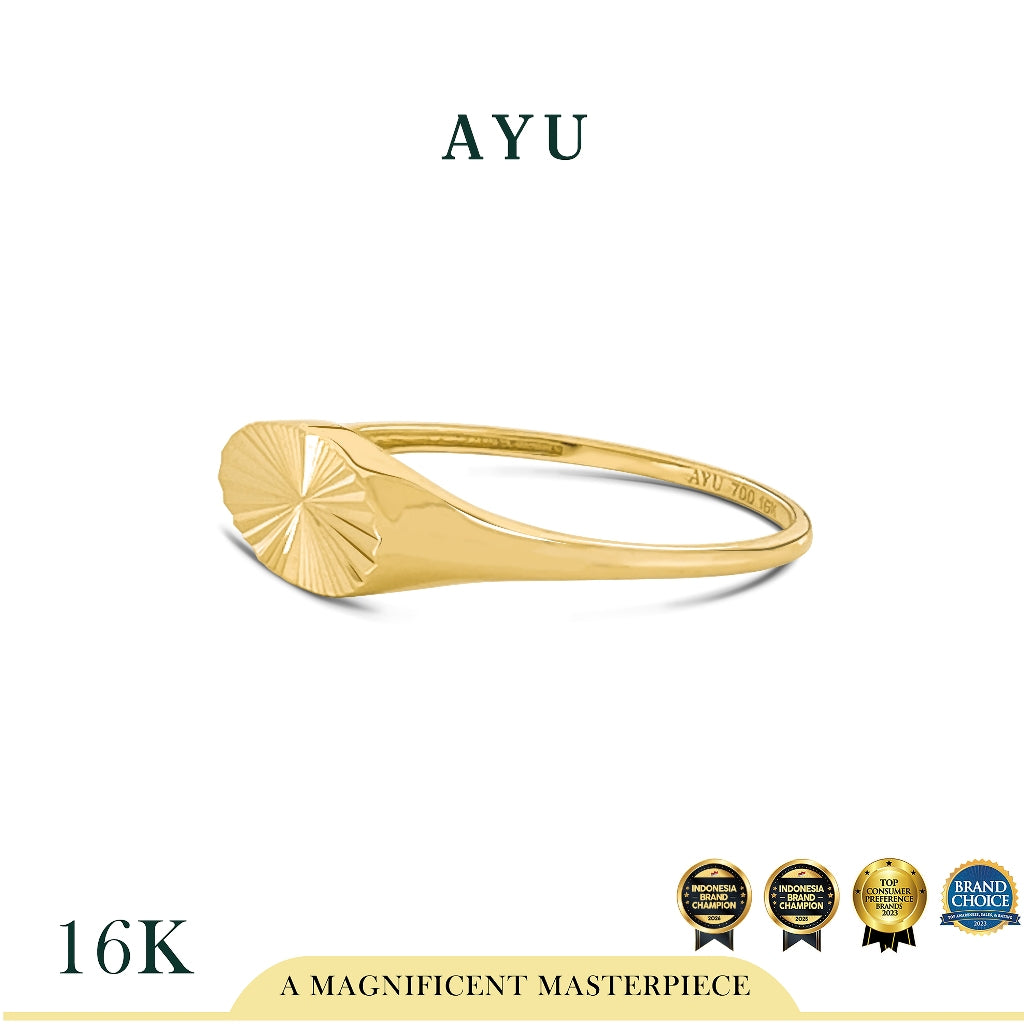 AYU Cincin Emas - Ellipse Bling Signet Ring 16k Yellow Gold