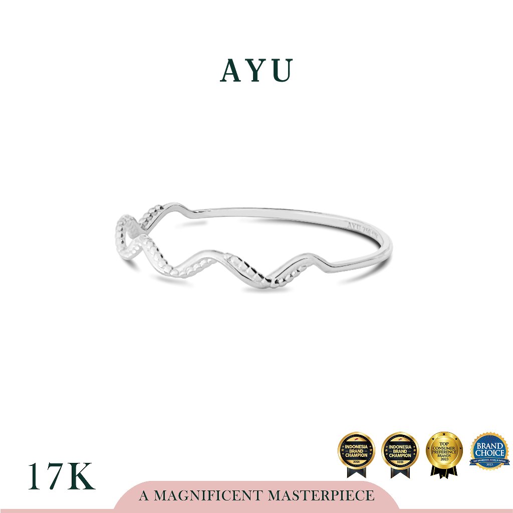 AYU Cincin Emas - Gold Wave Filligri Ring 17k White Gold