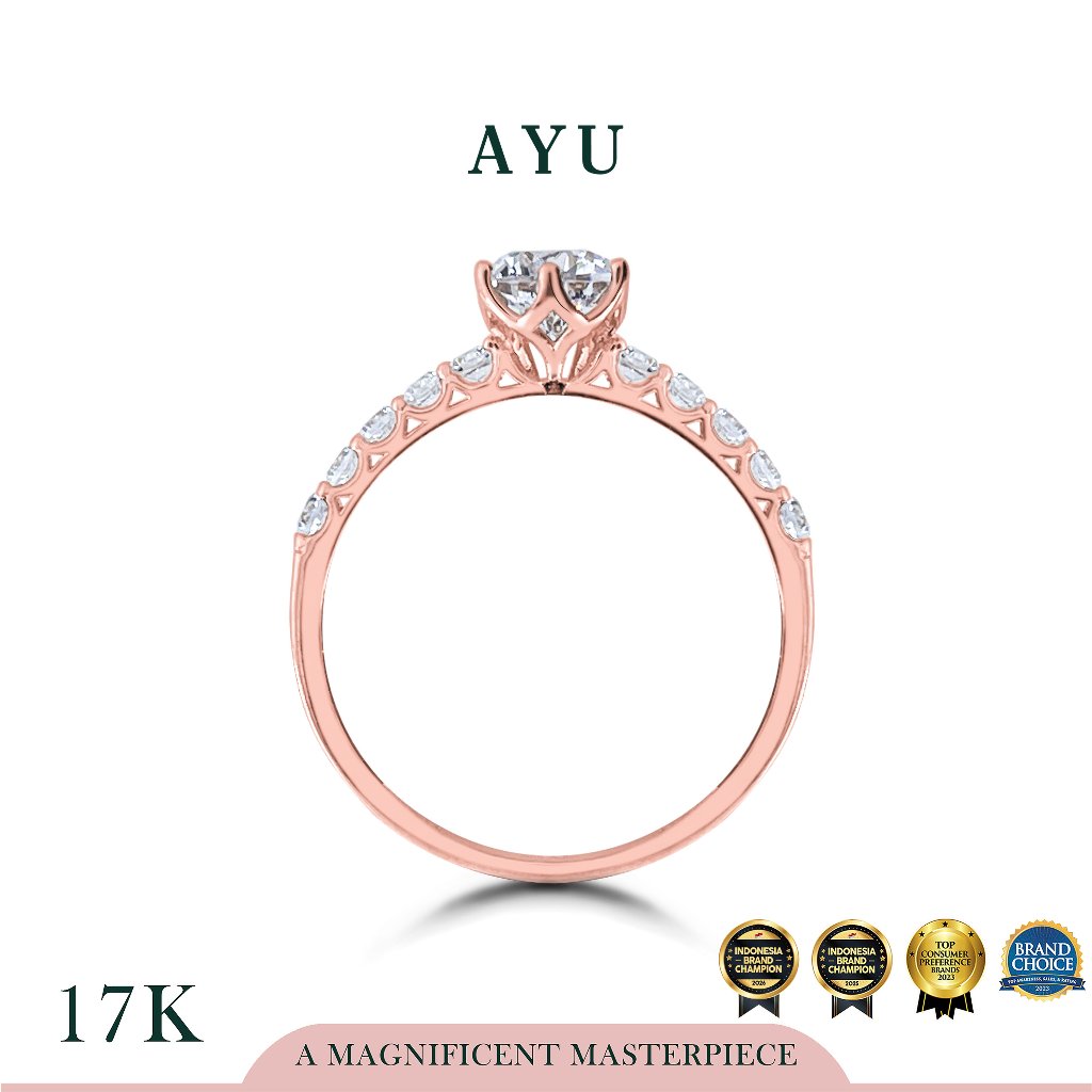 AYU Cincin Emas - Baby Gigi 6 Prong Solitaire Ring 17k Rose Gold