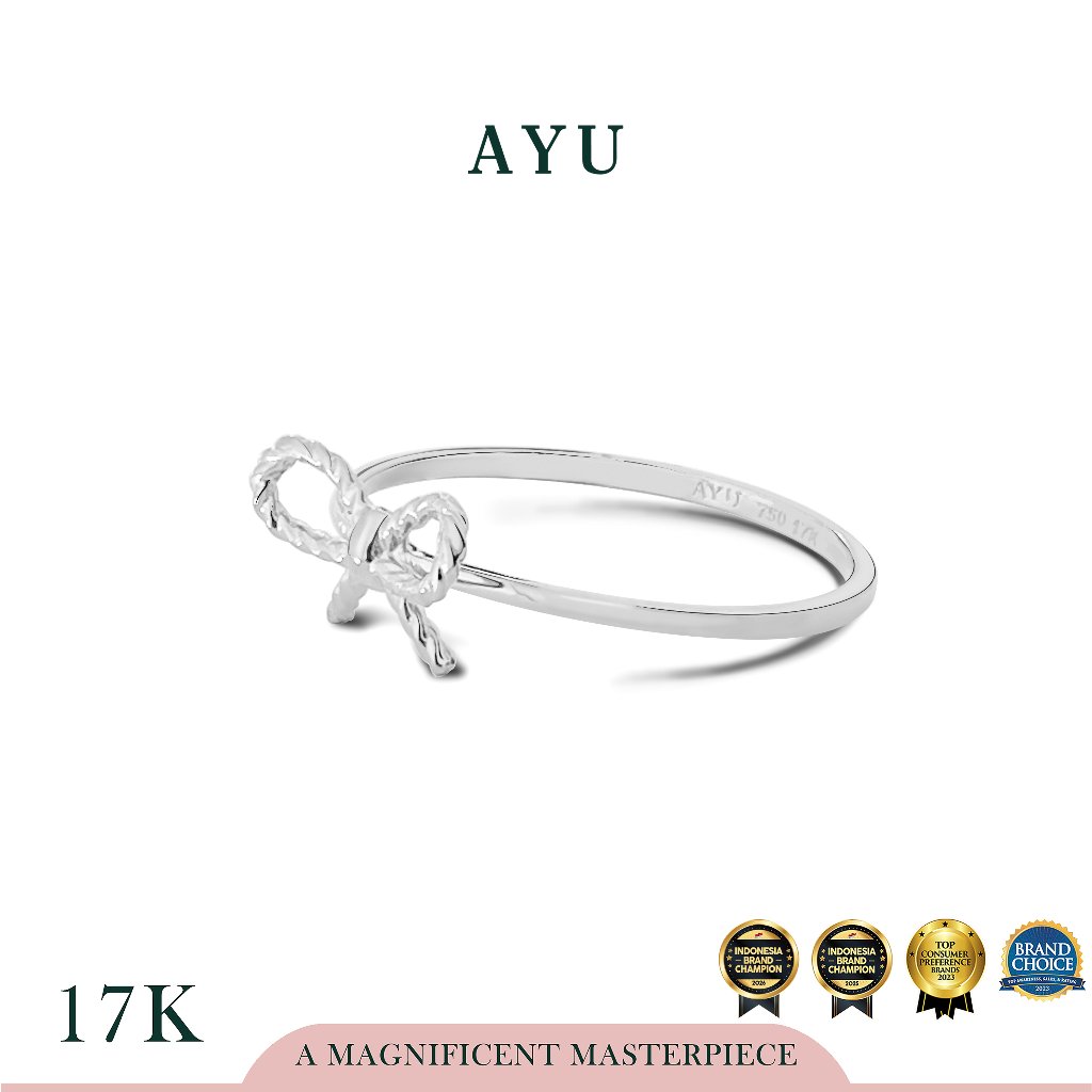 AYU Cincin Emas - Twist Ribbon Ring 17K White Gold