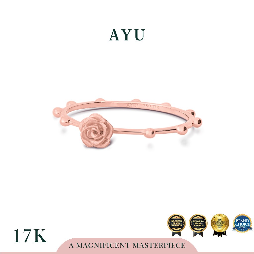AYU Golden Rose With Spaced Pepper Ring 17K Rose Gold