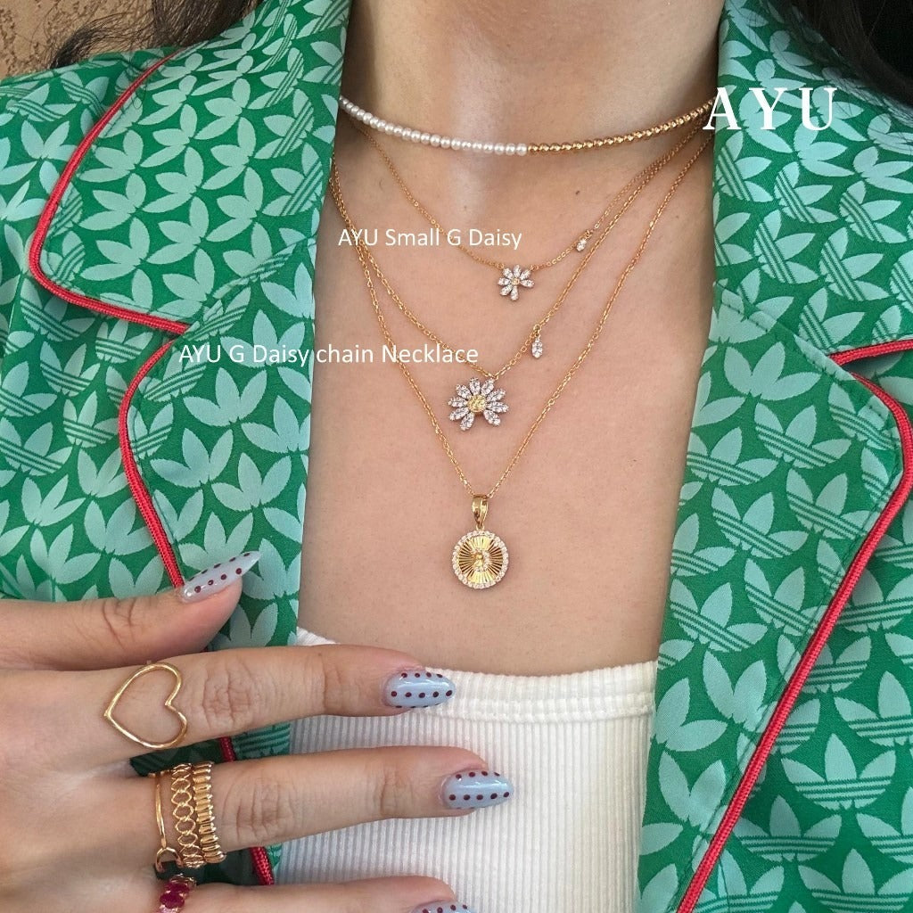 AYU Kalung Emas - G Daisy Chain Necklace 17k White Gold