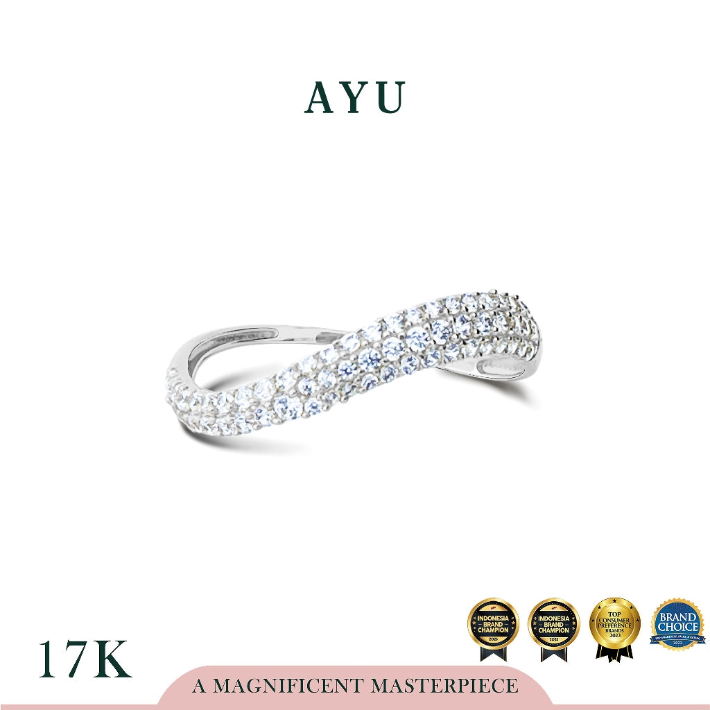 AYU Cincin Emas - Pave Floating Ring 17k White Gold