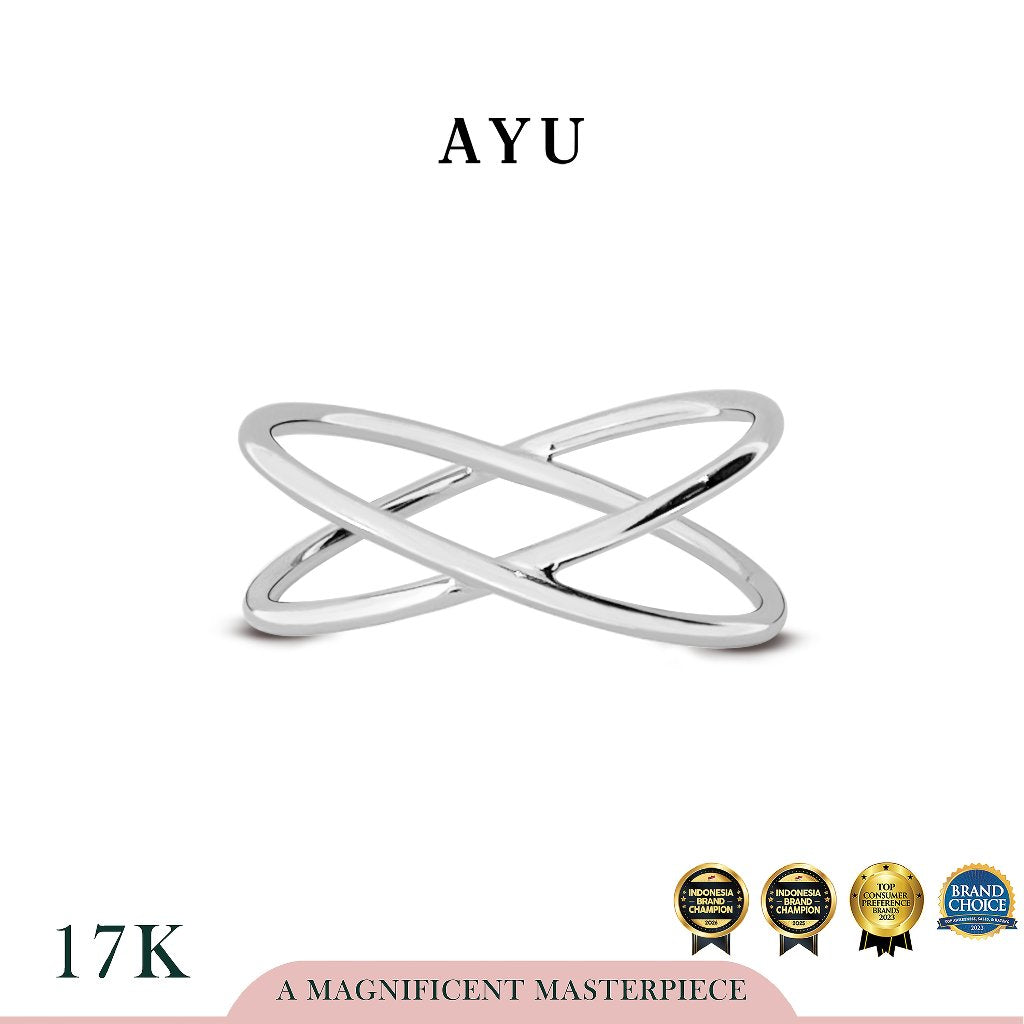 AYU Cincin Emas - X Thin Ring 17K White Gold