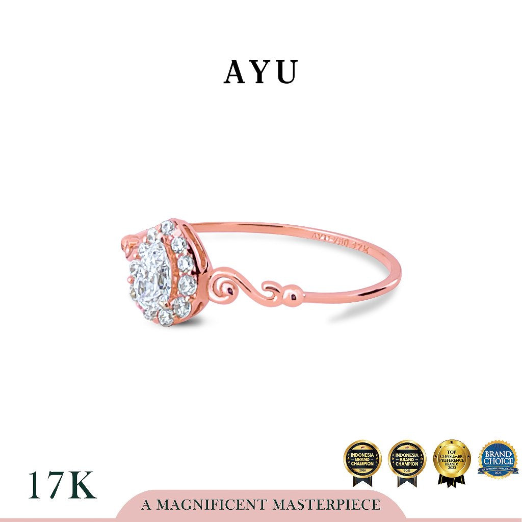 AYU Cincin Emas - Teardrop Juliet Solitaire 17k Rose Gold