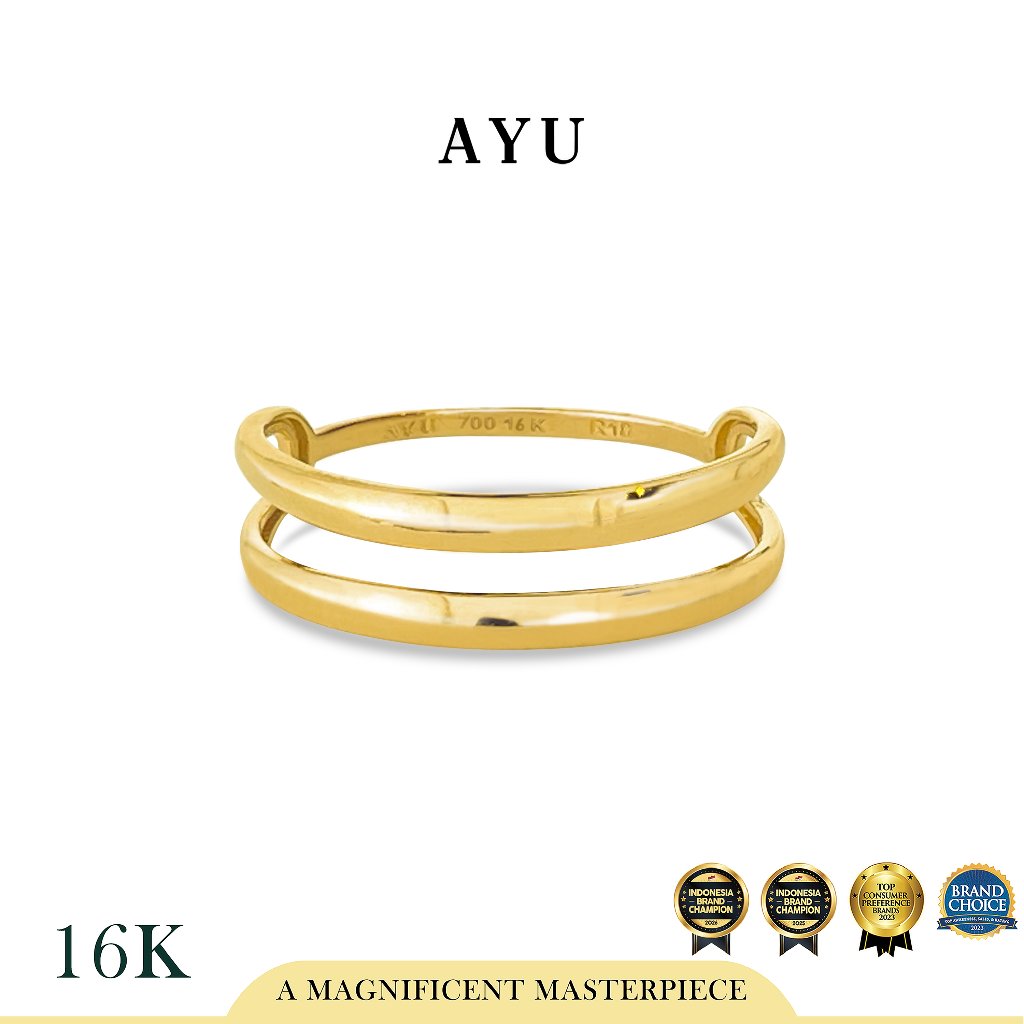 AYU Cincin Emas - Double Gold Stack Ring 16k Yellow Gold