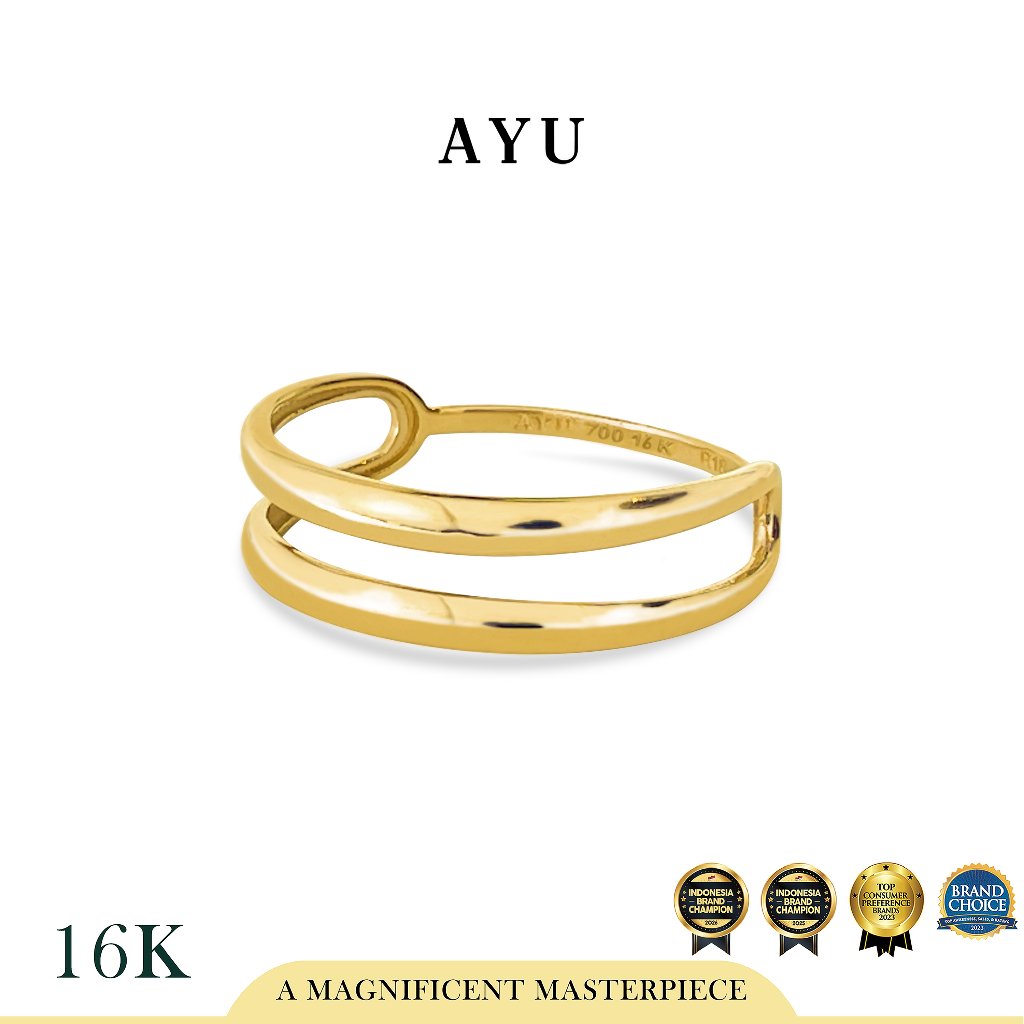 AYU Cincin Emas - Double Gold Stack Ring 16k Yellow Gold